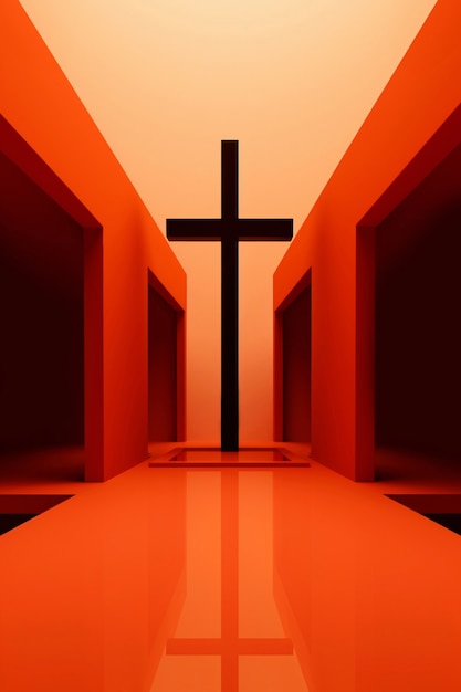 View of simple 3d religious cross