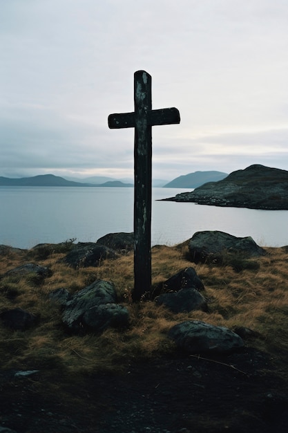 Foto gratuita vista di una semplice croce religiosa 3d