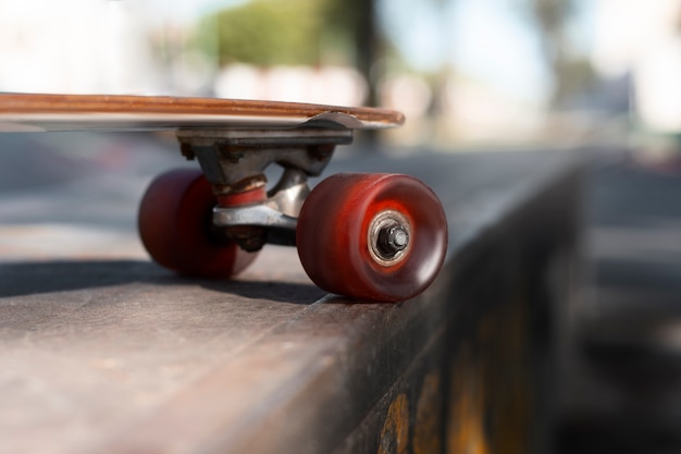 Free photo view of skateboard with wheels outdoors