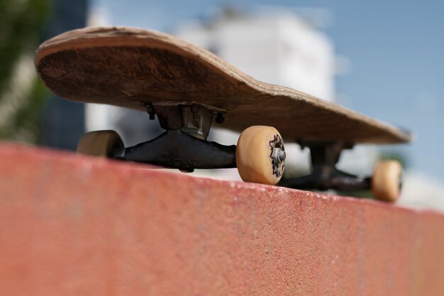 Free photo view of skateboard with wheels outdoors