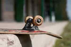 Free photo view of skateboard with wheels outdoors