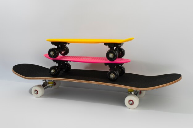 View of skateboard with wheels