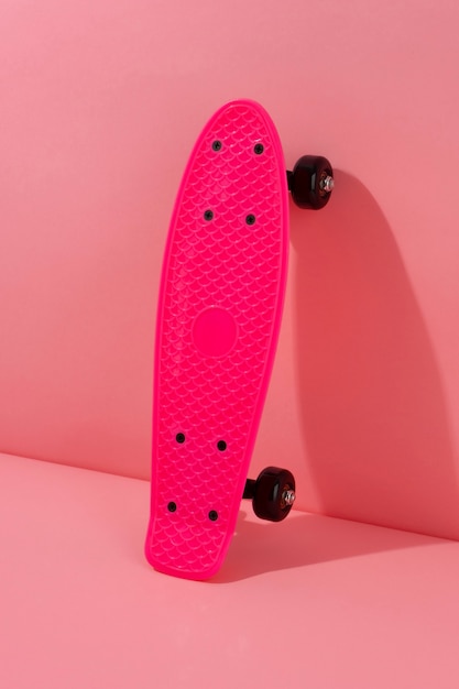 View of skateboard with wheels