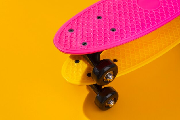 View of skateboard with wheels