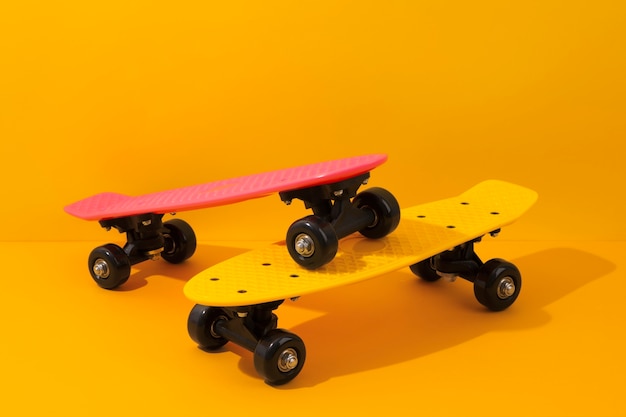 View of skateboard with wheels