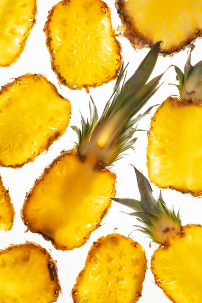 View of sliced pineapple fruit