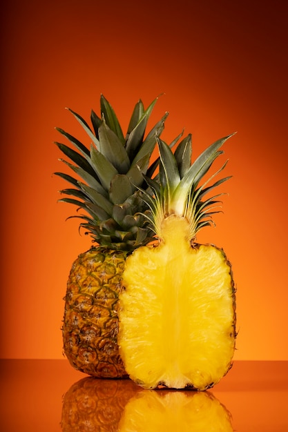 View of sliced pineapple fruit