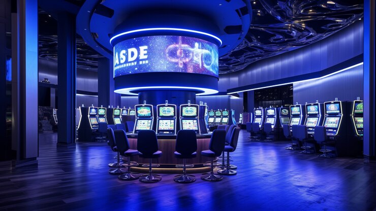 Free Photo view of slot machines at a casino