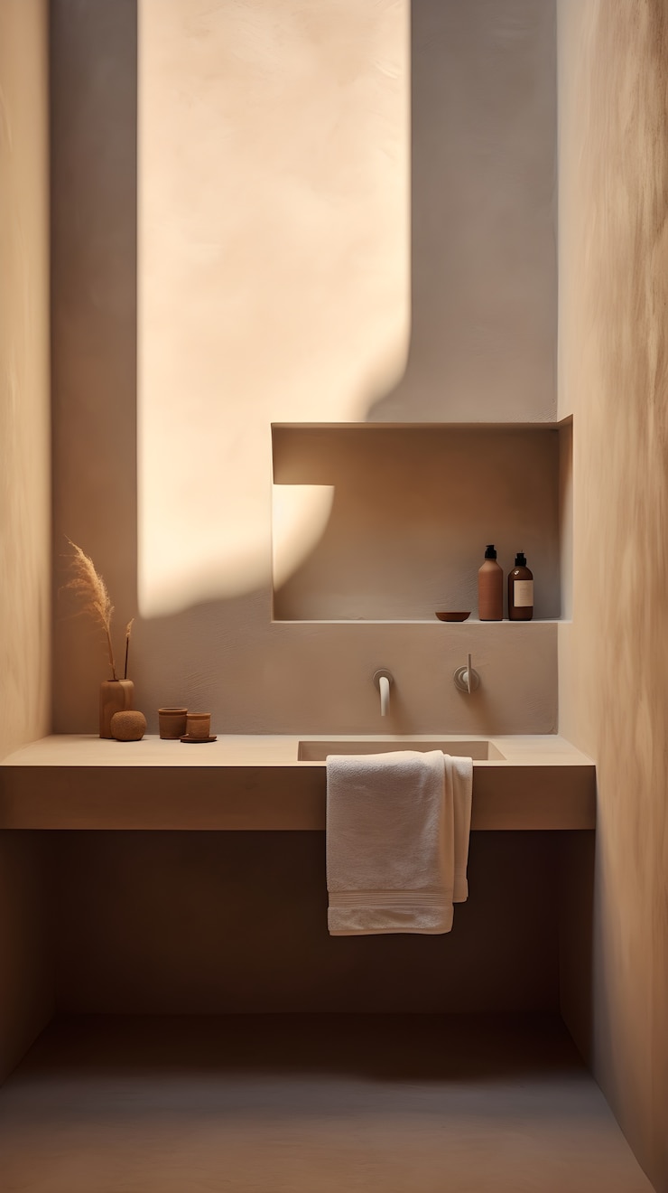 Free Photo view of small bathroom interior with modern style furniture and decor