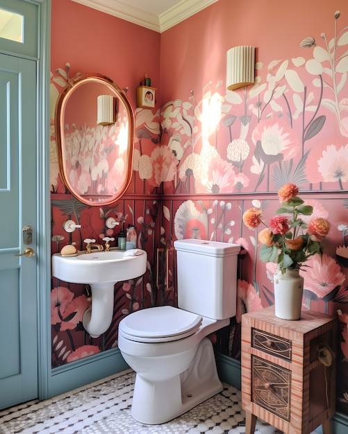 View of small bathroom with modern style decor and furniture