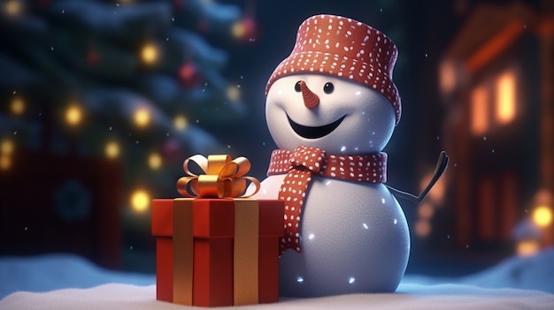 Free photo view of snowman for christmas celebrations