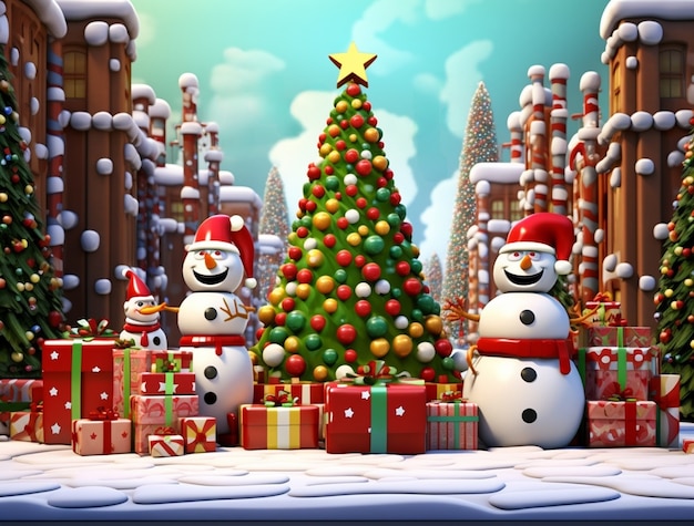 Free photo view of snowmen for christmas celebrations