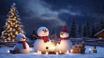 Free photo view of snowmen for christmas celebrations