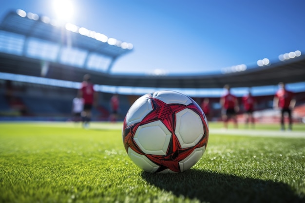 Vista del pallone da calcio sul campo