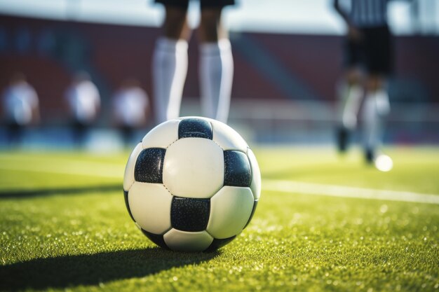 View of soccer ball on the field