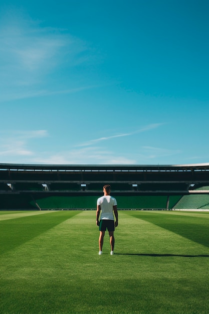 View of soccer player on field with grass