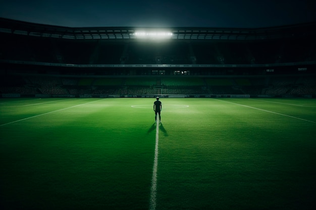 잔디 필드에 축구 선수의 보기