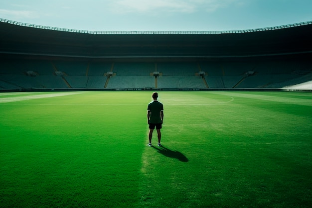 View of soccer player on field with grass