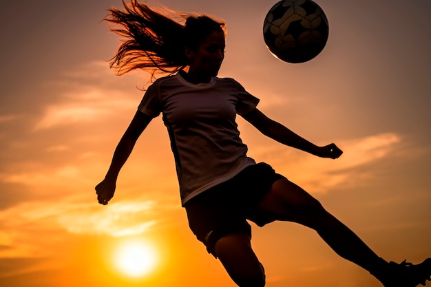 Free photo view of soccer player silhouette during match