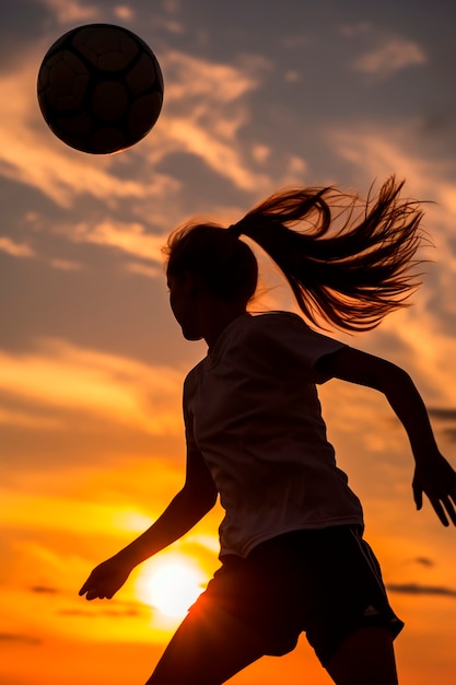 View of soccer player silhouette during match