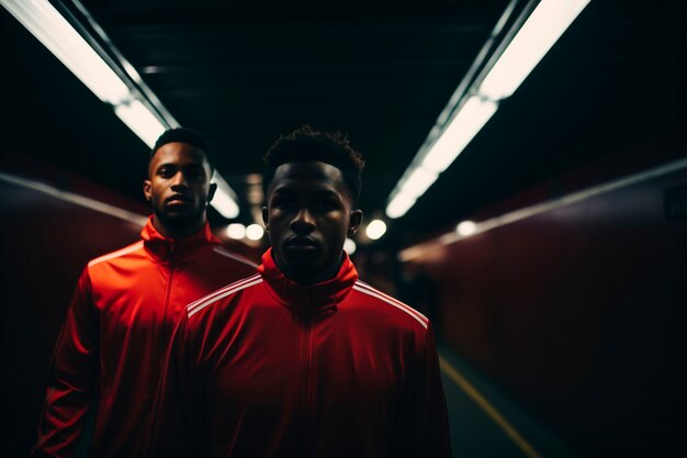 Free photo view of soccer players before the match