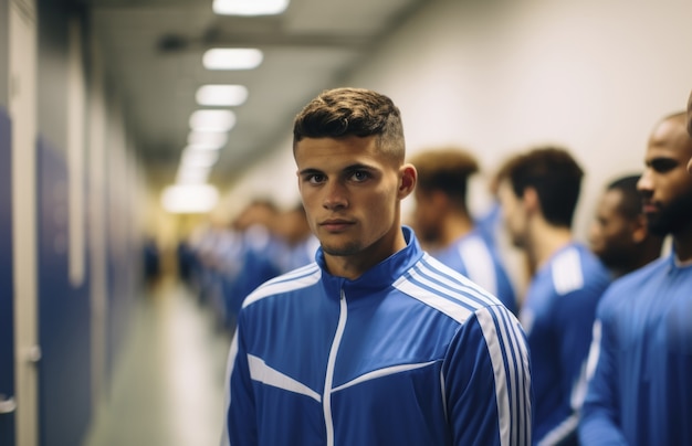 View of soccer players before the show