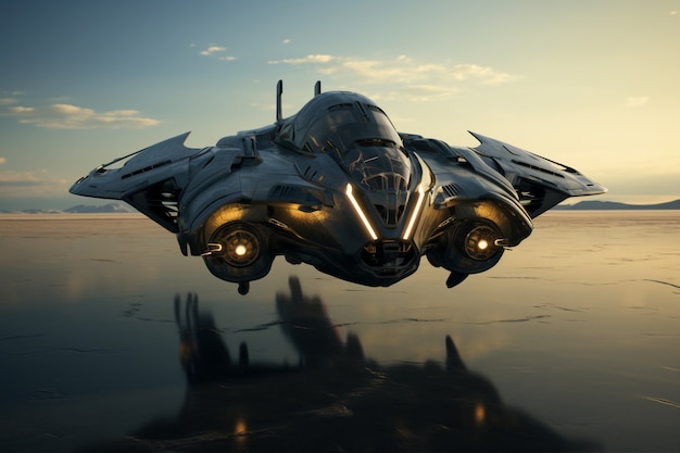 Free photo view of spaceship from the future