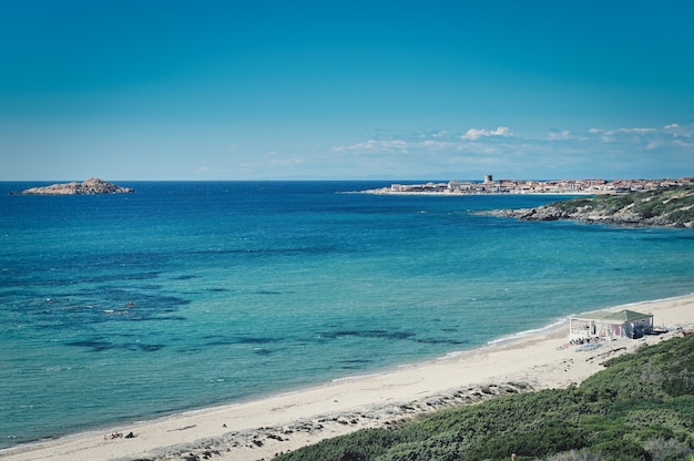 View of spiaggia li feruli in north sardinia, italy