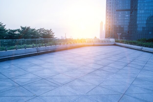 View of square tiles at sunset