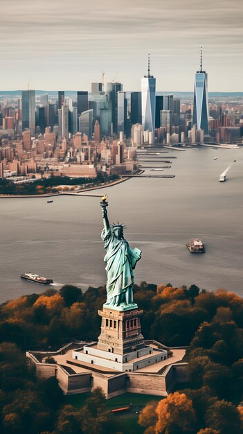 Вид статуи Свободы в Нью-Йорке
