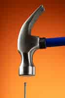 Free photo view of steel hammer for construction work with nails