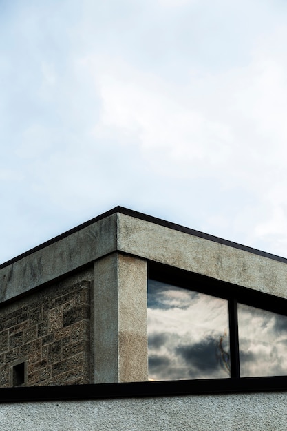 Free photo view of stone building with large windows