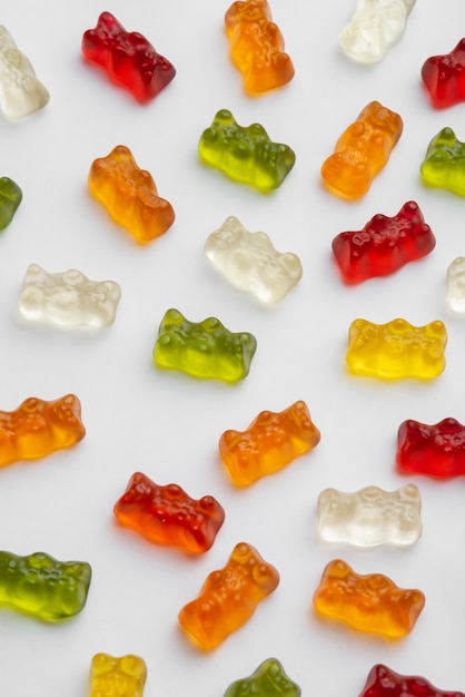 Free photo view of sweet and colorful gummy bears