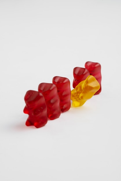 Free photo view of sweet and colorful gummy bears