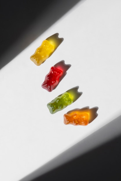 Free photo view of sweet and colorful gummy bears