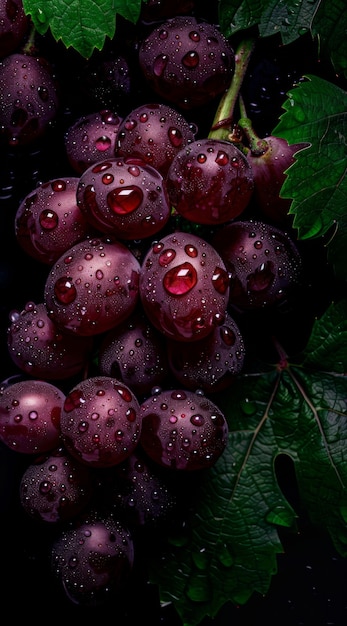 view of sweet and delicious red grapes