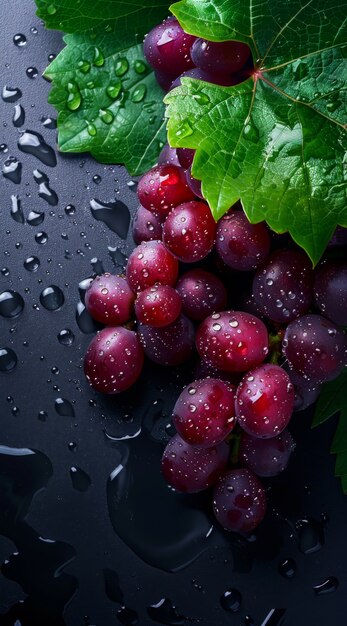 view of sweet and delicious red grapes