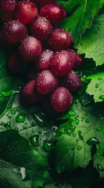 view of sweet and delicious red grapes