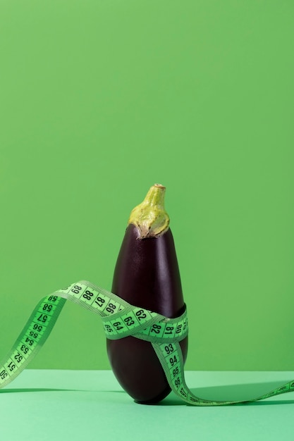 View of tape measure with eggplant