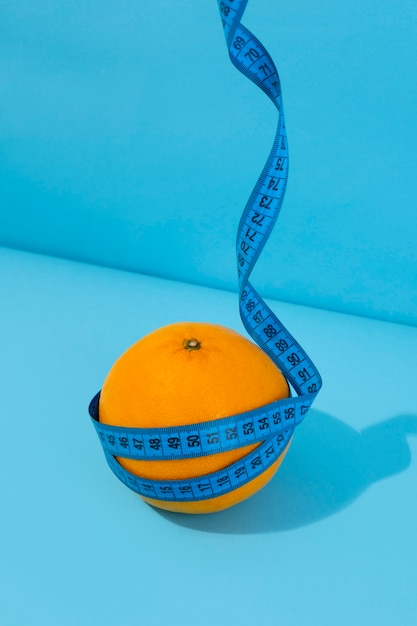 Free photo view of tape measure with orange