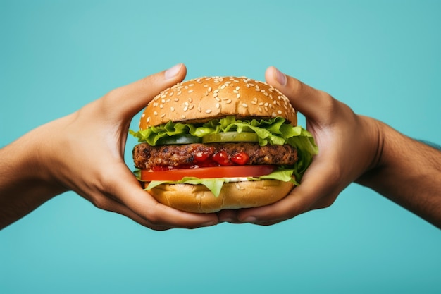 Foto gratuita vista di un gustoso hamburger con formaggio e carne