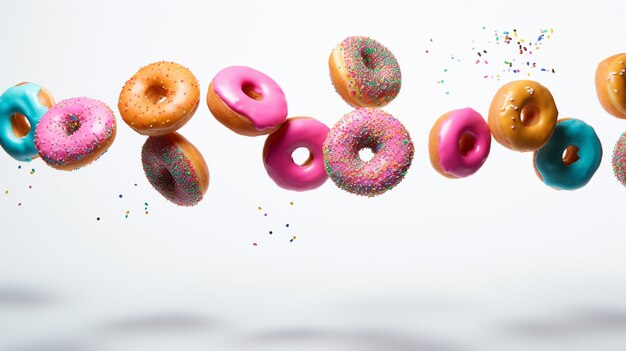 View of tasty sweet glazed donuts