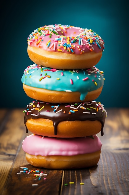 Free photo view of tasty sweet glazed donuts