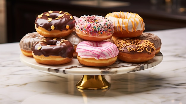 Free photo view of tasty sweet glazed donuts