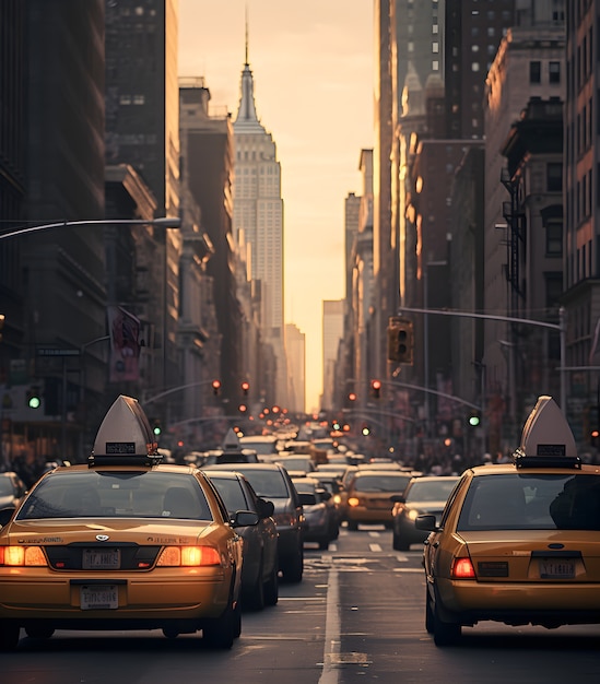 Free photo view of taxi cabs in new york city