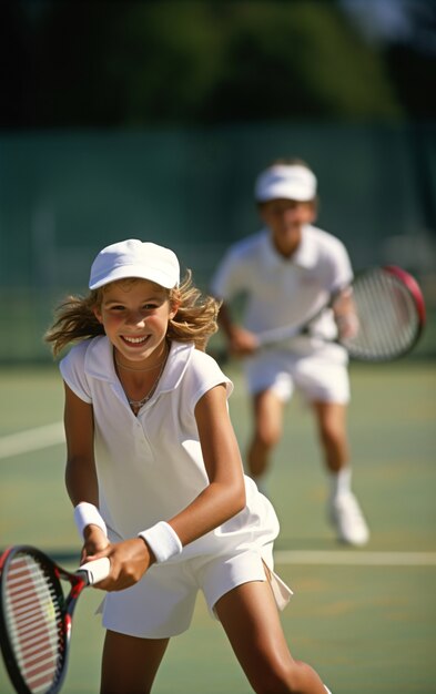 View of tennis player on the court