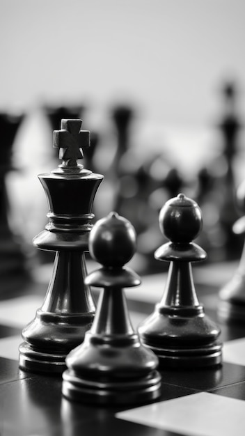 Free photo view of three chess pieces