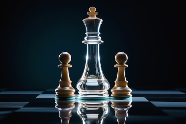 Vista di tre pezzi degli scacchi