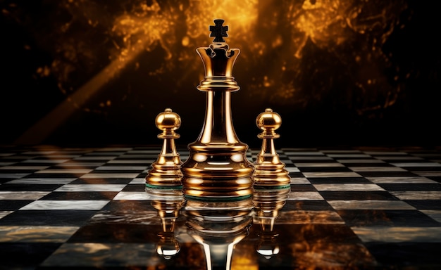 Free photo view of three chess pieces