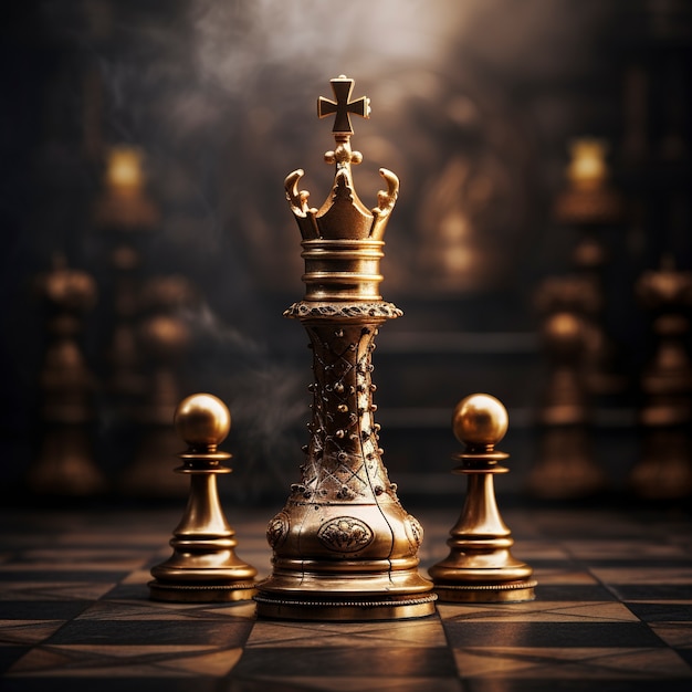 Free photo view of three chess pieces